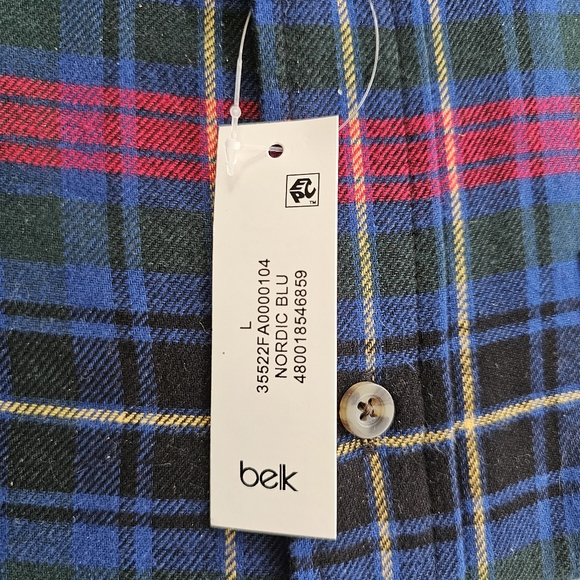 Saddlebred plaid flannel shirt size L classic fit blue red cotton pocket NWT - Picture 8 of 8